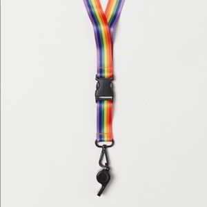 H & M Pride Multi Color Key Lanyard w Whistle New